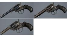 Three Antique Colt Model 1877 Double Action Revolvers