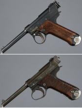 Two Nagoya Type 14 Nambu Pistols with Matching Magazines
