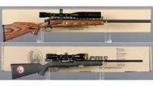 Two American Rifles with Scopes and Boxes