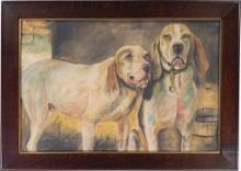 Framed Painting Based on Henry R. Poore's "Bear Dogs"
