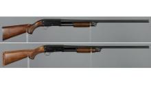 Two Ithaca Model 37 Featherlight Slide Action Shotguns