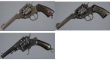 Three European Military Pattern Double Action Revolvers