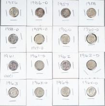 16 Roosevelt Silver Dimes; Various Dates/Mints