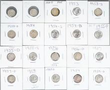 20 Roosevelt Silver Dimes; Various Dates/Mints