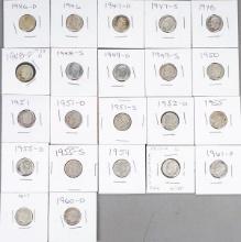 22  Roosevelt Silver Dimes; Various Dates/Mints