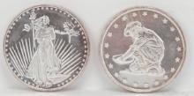 Walking Liberty & Prospector 1 Troy Oz. .999 Fine Silver Rounds