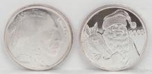 Liberty Indian Head & 2003 Santa 1 Troy Oz. .999 Fine Silver Rounds