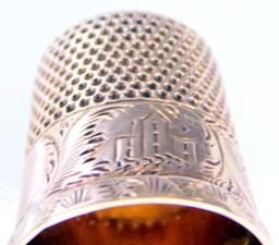 14K Yellow Gold Antique Thimble