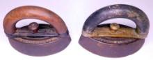 Pair of Enterprise Wood Handled Sad Irons, (2)