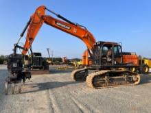 Doosan DX225LL Excavator With Rotodec Grapple Attachment