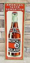 Outstanding Antique Nickol Kola 3 Ft. Embossed Metal Bottle Sign