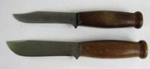 (2) Antique Marbles Gladstone, MI Fixed Blade Knives w/ Wooden Handles