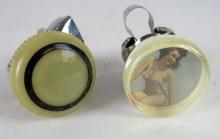 (2) Antique Suicide Knobs- Including Pin-Up Girl
