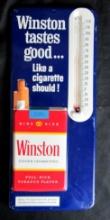 Vintage Winston Cigarettes Metal Advertising Thermometer "Tastes Good Like a Cigarette Should"