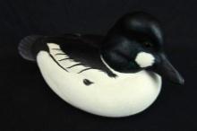 Beautiful Signed Howard Carpenter Carved Wood Glass Eyed Duck Decoy