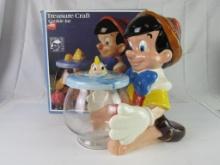 Vintage Disney Treasure Craft Pinocchio Fish Bowl Cookie Jar MIB