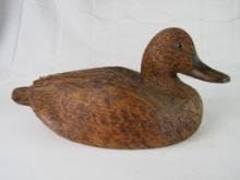 Beautiful Signed K. Wagel Carved Wood Glass Eyed Duck Decoy