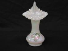 Artist Signed Fenton Hand Painted 9" Iridized Jack in a Pulpit JIP Vase