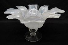 Large Murano Italy Art Glass Pedestal Console Bowl