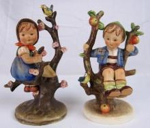 Pair Vintage Hummel #141 & 142 Apple Tree Girl & Boy TMK 2 (6")