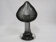 Rare Signed Clark Guettel Hand Blown Smoke Art Glass Twisted 8" JIP Jack in a Pulpit Vase