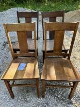 (4) Straight Back Oak Chairs