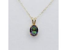 10KT Yellow Gold Natural Mystic Quartz (1ct) Pendant And 10KT Yellow Gold  Chain, W/A $680.00.