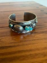 Stamped Mexico, turquoise stone cuff
