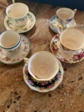 Vintage Cups & Saucers. 5 cups 5 saucers. See pics for manufacturers