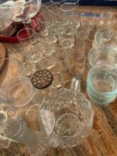 Assorted glass ware. Over 40 pieces