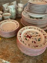 Vintage Farberware White Christmas #391 China dishes. 46 pieces