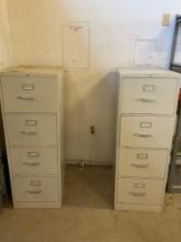 2) Four drawer metal file cabinets.