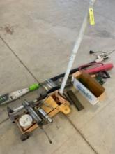 2 Ton floor jack, Electric saw, Fence post driver, etc.