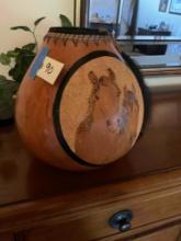 Signed Gourd. 11" x 10"