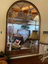 Arched wood frame mirror. 52" x 36"
