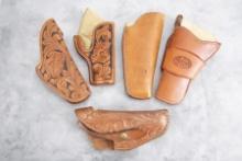Collection of five (5) "S.D. Myres" marked leather Holsters for 5 1/2" SA & DA Revolvers and one (1)