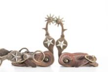 Three-piece Buermann Hercules Bronze Bit and Spur Set, star marked with five-point stars on heel ban