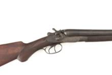 T. Baker, 12 ga., Double Barrel, Rabbit Ear Coach Gun, SN 1402, dark brown patina, 18 1/4" barrels,