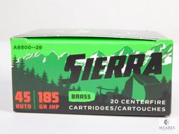 20 Rounds Sierra .45 ACP Self Defense Ammunition - 185-grain Hollow Point