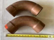 Two 3 5/8 Streamline Copper 90-degree Ells