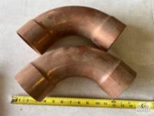 Two 3 5/8 Streamline Copper 90-degree Ells
