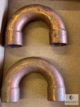 Two 180-degree Return Bend Copper Fittings - 1 3/8 OD