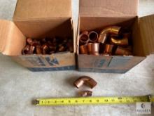 Two Boxes of Streamline Copper 45-degree Ells - (1) 1 1/8 Short and (1) 5/8 Ells