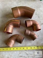 Five Mixed Copper 45- and 90-degree Ells and Street Ells