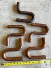 Group of Five Streamline Copper Suction Line P Traps - 1 1/8 OD