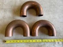 Group of Three Streamline Copper 180-degree Return Bend Elbows - 2 1/8