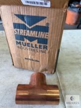 Box of 2 1/8 Mueller Copper Pipe Tees