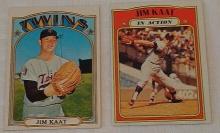 2 Vintage 1972 Topps MLB Baseball High Number Card Lot #709 Jim Kaat #710 HOF Nice Twins Phillies