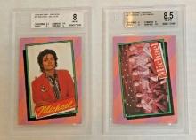 2 BGS GRADED Vintage 1984 Michael Jackson Card Lot 8.5 NRMT 9 MINT Low Pop #27 & #31 Rookie Slabbed