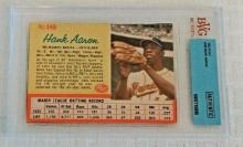 Vintage 1962 Post Cereal Baseball Card #149 Hank Aaron Hand Cut BGS Slabbed HOF Beckett Braves MLB